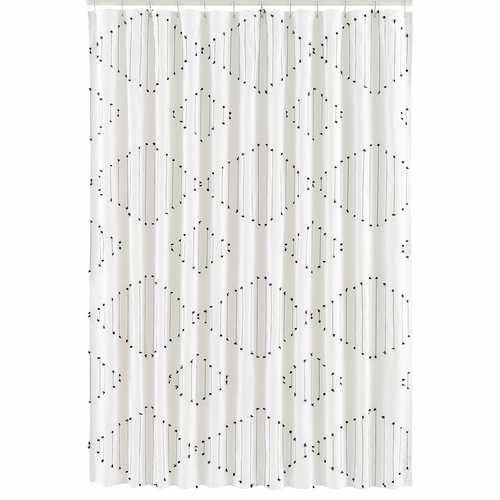 Boho Stitch Black and White Collection Shower Curtain