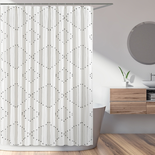 Boho Stitch Black and White Collection Shower Curtain - alt image 1