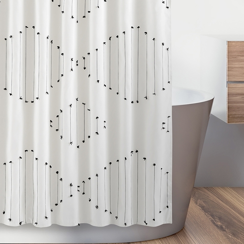 Boho Stitch Black and White Collection Shower Curtain - alt image 2