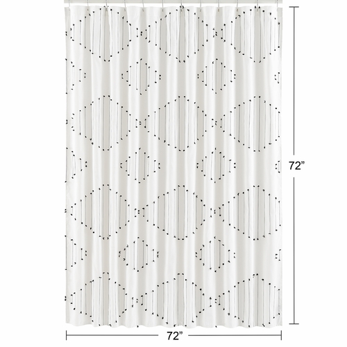 Boho Stitch Black and White Collection Shower Curtain - alt image 4