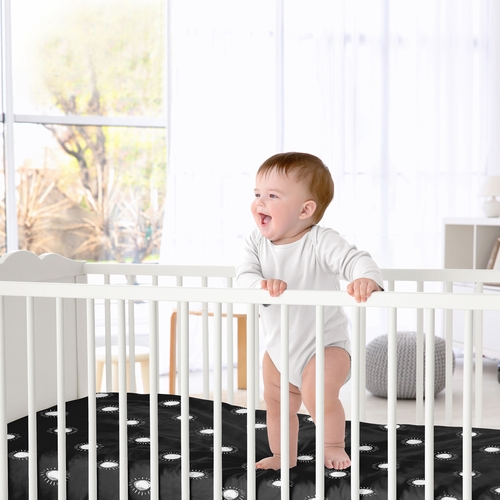 Boho Sun Black and White Crib Sheet - alt image 1