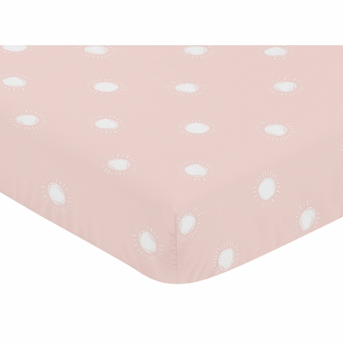 Boho Sun Blush Pink and White Crib Sheet - alt image 2