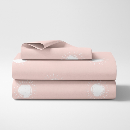 Boho Sun Blush Pink and White Twin Sheet Set - alt image 1
