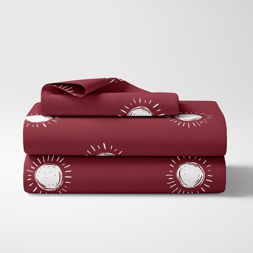 Boho Sun Burgundy Red and White Twin Sheet Set - alt image 1