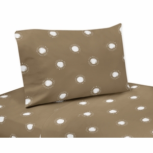 Boho Sun Cocoa Brown and White Twin Sheet Set