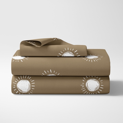 Boho Sun Cocoa Brown and White Twin Sheet Set - alt image 1