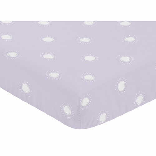 Boho Sun Lavender Purple and White Crib Sheet - alt image 2