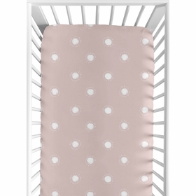 Boho Sun Mauve and White Crib Sheet