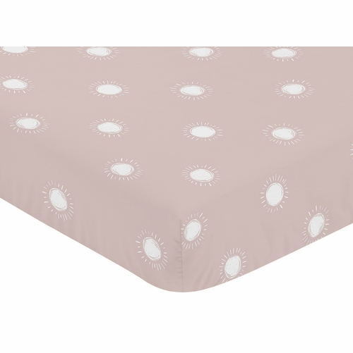Boho Sun Mauve and White Crib Sheet - alt image 2