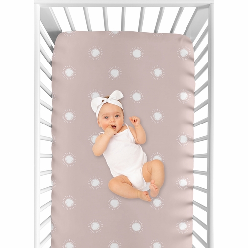 Boho Sun Mauve and White Crib Sheet - alt image 3