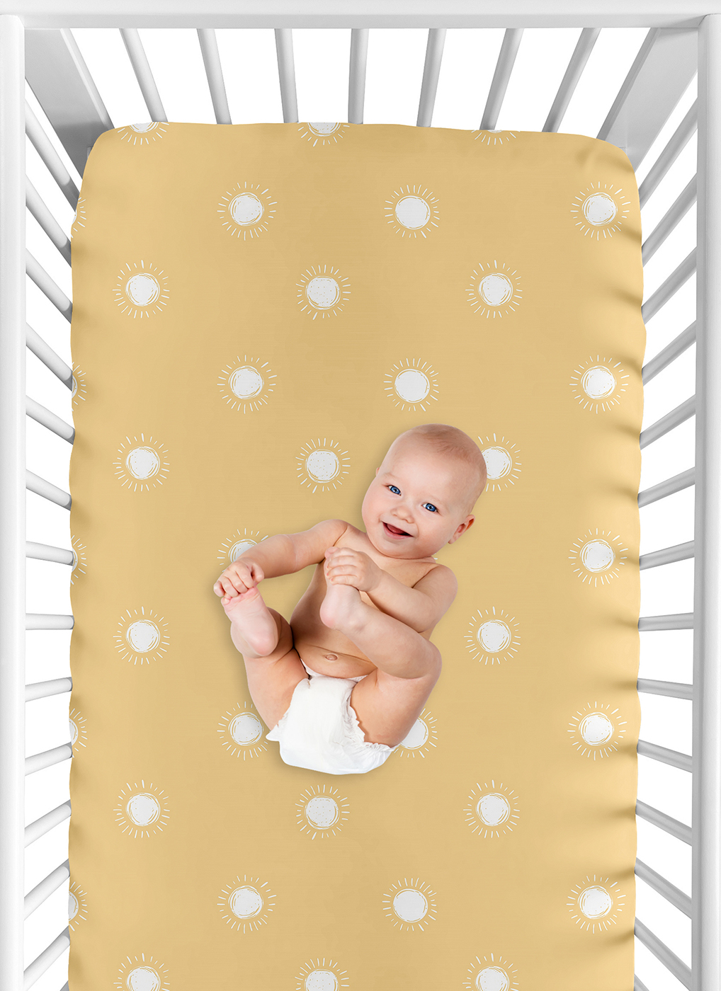 Boho Sun Mustard and White Crib Sheet