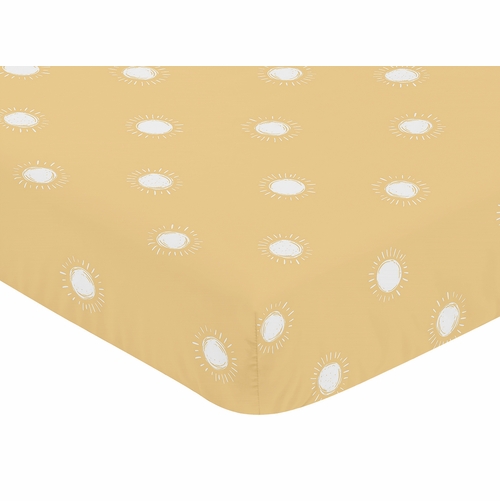 Boho Sun Mustard and White Crib Sheet - alt image 2