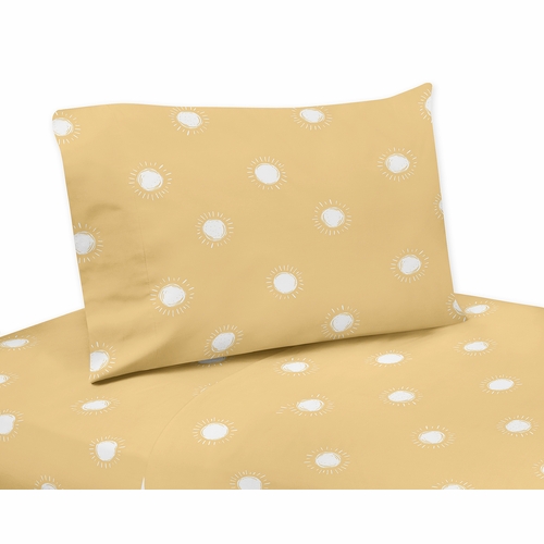 Boho Sun Mustard and White Twin Sheet Set