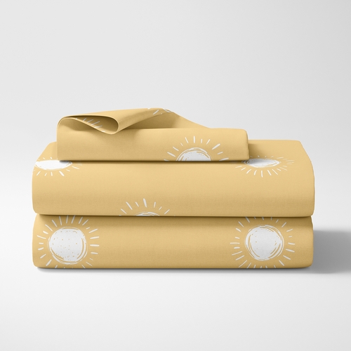 Boho Sun Mustard and White Twin Sheet Set - alt image 1