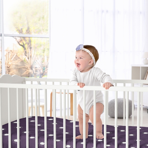 Boho Sun Plum Purple and White Crib Sheet - alt image 1