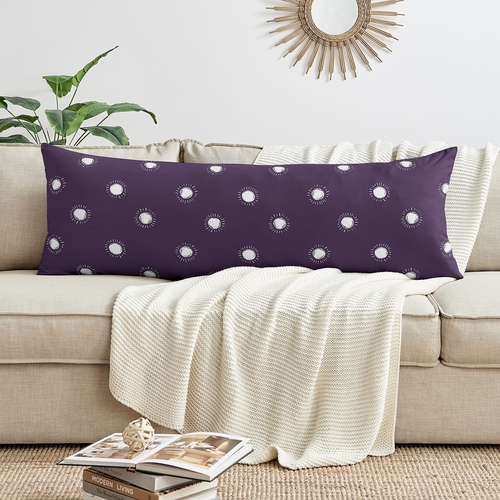 Boho Sun Plum Purple and White Full Length Body Pillow Cover - alt image 2