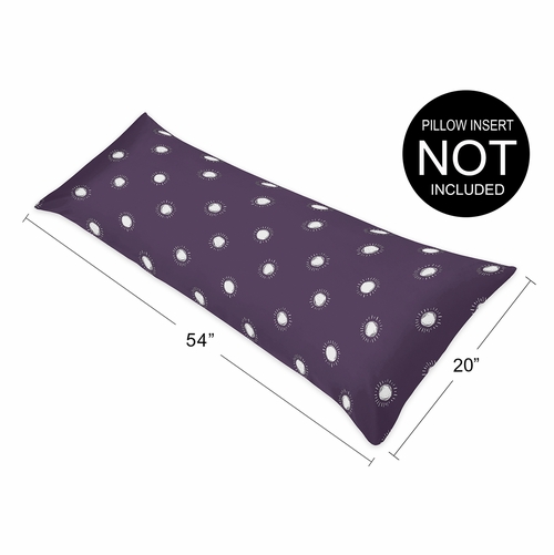 Boho Sun Plum Purple and White Full Length Body Pillow Cover - alt image 5