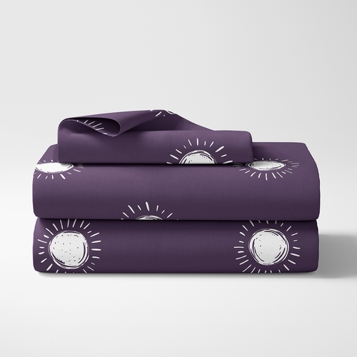 Boho Sun Plum Purple and White Twin Sheet Set - alt image 1