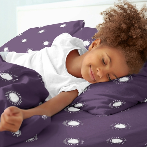 Boho Sun Plum Purple and White Twin Sheet Set - alt image 2