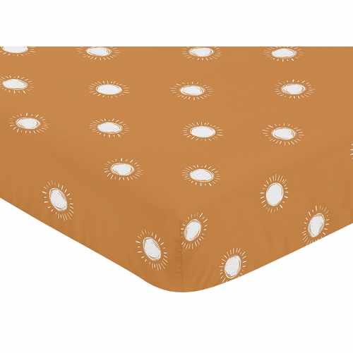 Boho Sun Pumpkin and White Crib Sheet - alt image 2