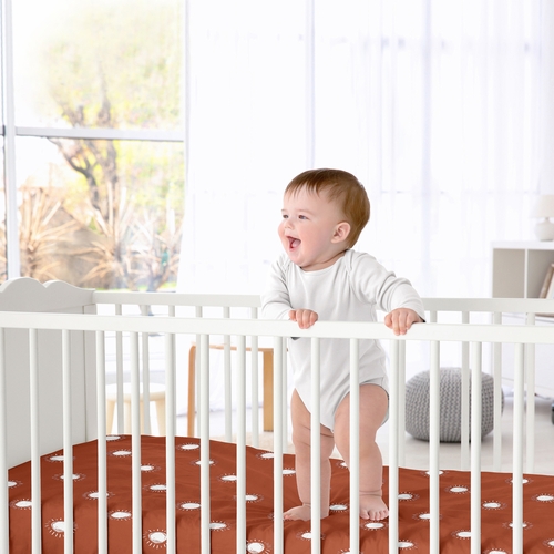 Boho Sun Rust and White Crib Sheet - alt image 1