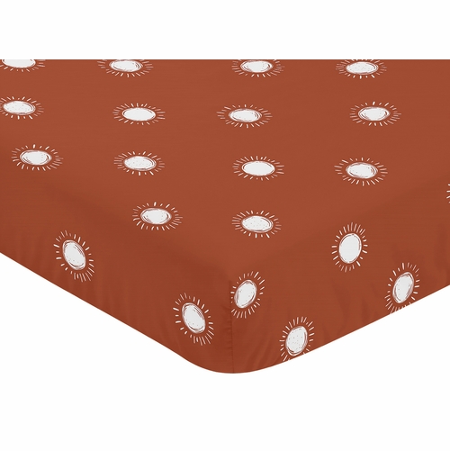 Boho Sun Rust and White Crib Sheet - alt image 2
