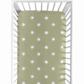 Boho Sun Sage and White Crib Sheet