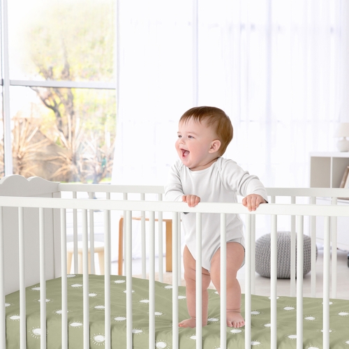 Boho Sun Sage and White Crib Sheet - alt image 1