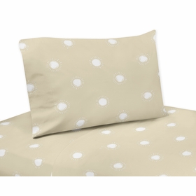 Boho Sun Taupe and White Twin Sheet Set