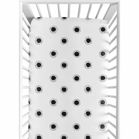 Boho Sun White and Black Crib Sheet