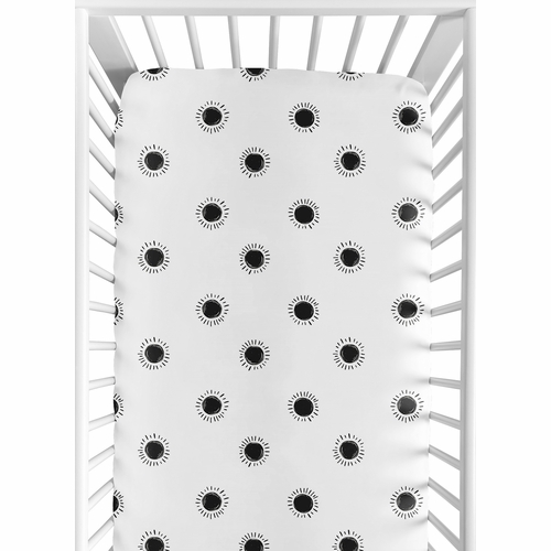 Boho Sun White and Black Crib Sheet