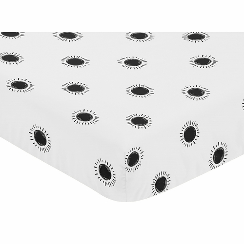 Boho Sun White and Black Crib Sheet - alt image 2