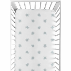 Boho Sun White and Blue Crib Sheet