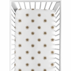 Boho Sun White and Cocoa Brown Crib Sheet