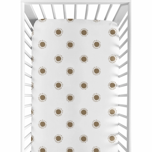 Boho Sun White and Cocoa Brown Crib Sheet