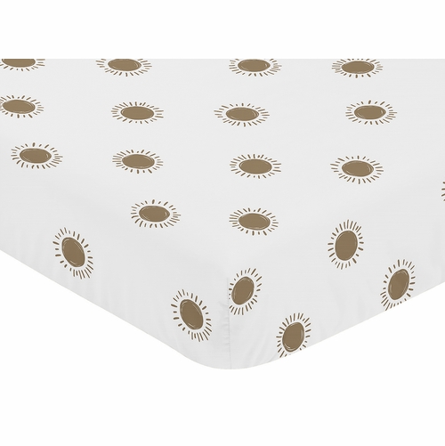 Boho Sun White and Cocoa Brown Crib Sheet - alt image 2