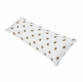 Boho Sun White and Cocoa Brown Full Length Body Pillow Cover