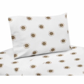 Boho Sun White and Cocoa Brown Twin Sheet Set