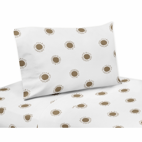 Boho Sun White and Cocoa Brown Twin Sheet Set