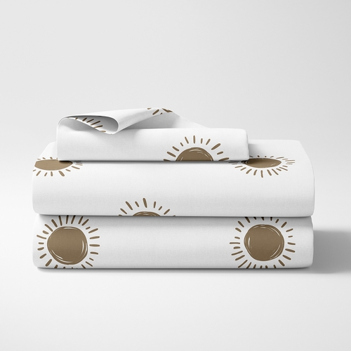 Boho Sun White and Cocoa Brown Twin Sheet Set - alt image 1