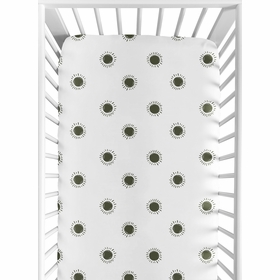 Boho Sun White and Green Crib Sheet