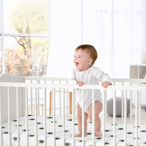 Boho Sun White and Green Crib Sheet - alt image 1