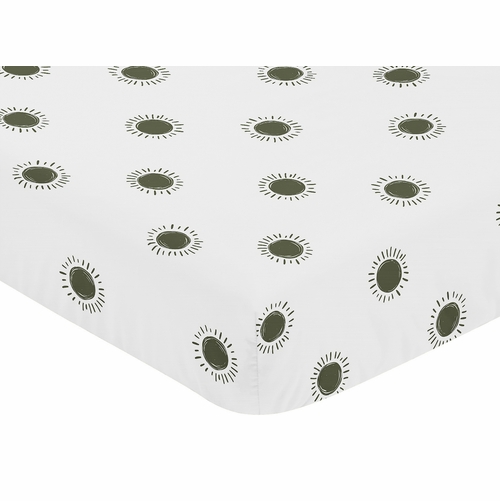 Boho Sun White and Green Crib Sheet - alt image 2