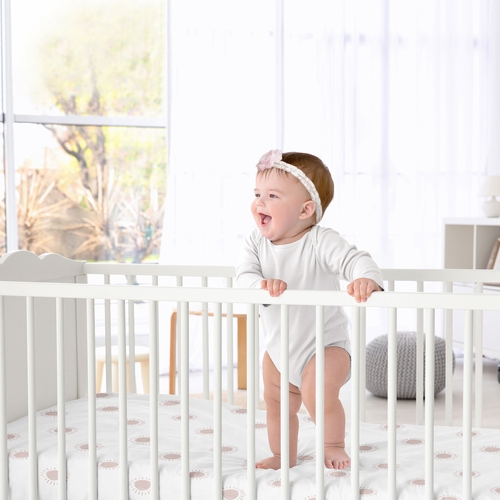 Boho Sun White and Mauve Crib Sheet - alt image 1