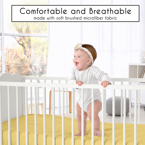 Boho Sun White and Mustard Collection 3 Pack Crib Sheets - alt image 2