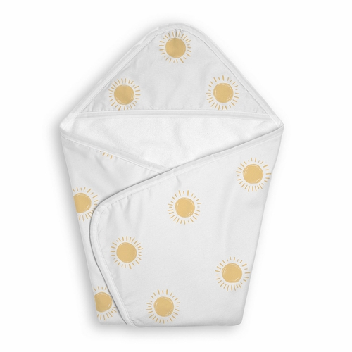 Boho Sun White and Mustard Collection Hooded Baby Towels - Toddler Bath Towel