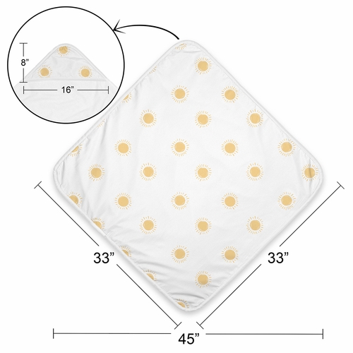 Boho Sun White and Mustard Collection Hooded Baby Towels - Toddler Bath Towel - alt image 3
