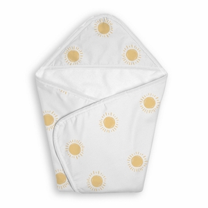 Boho Sun White and Mustard Collection Hooded Baby Towels - Toddler Bath Towel