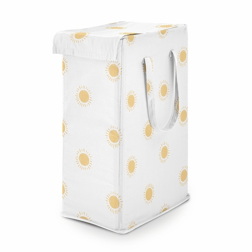 Boho Sun White and Mustard Collection Laundry Hamper with Handles
