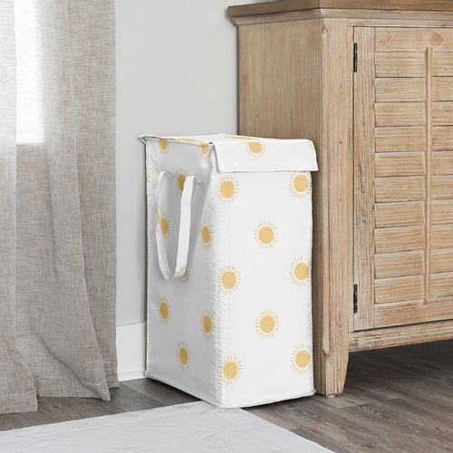 Boho Sun White and Mustard Collection Laundry Hamper with Handles - alt image 1
